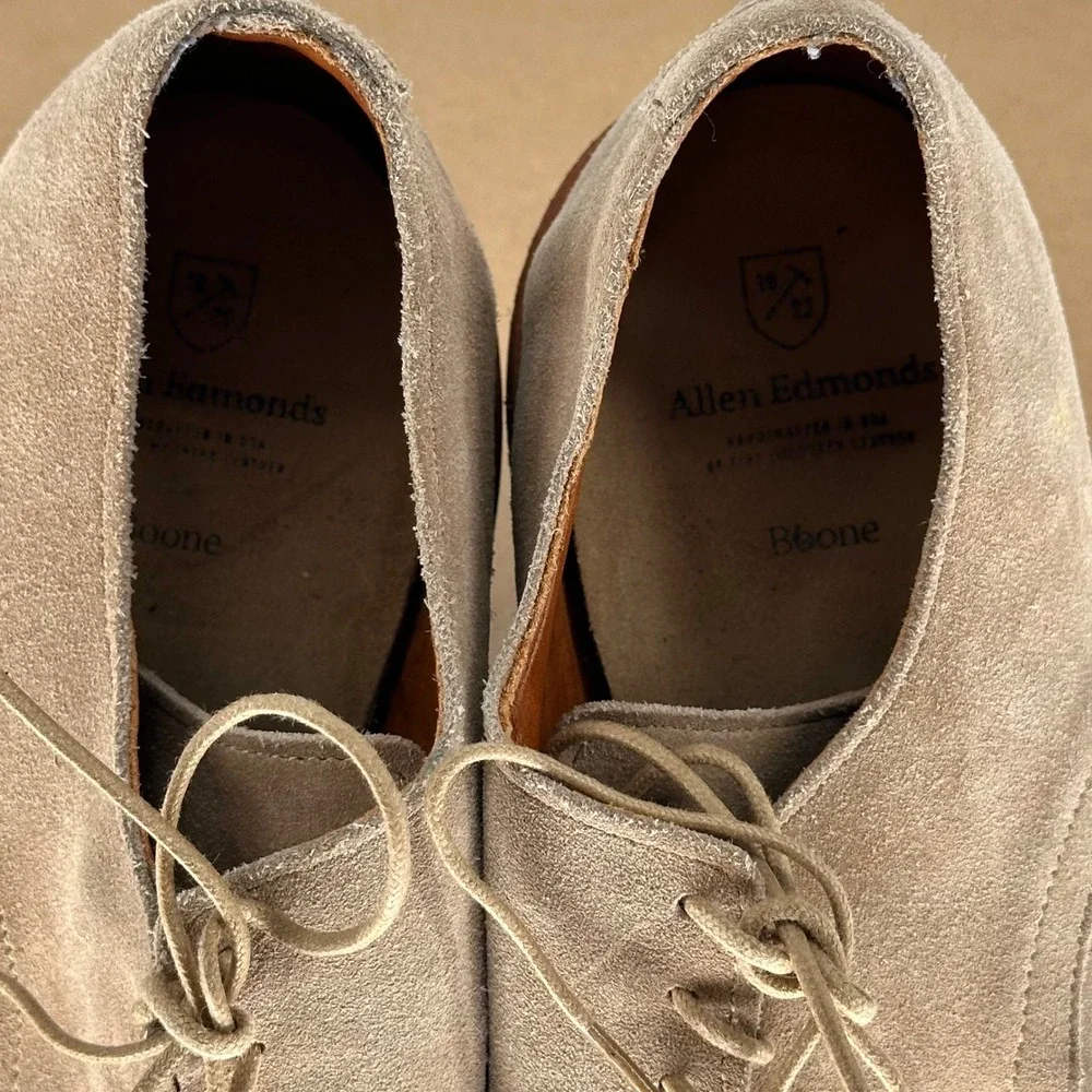 Allen Edmonds Nomad Boone Buck Suede Leather Derby Lace Up Shoes Vibram Men 9.5